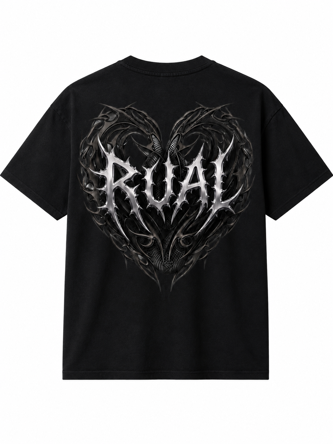 Oversized Black Rave Heart T-Shirt